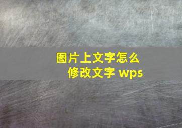 图片上文字怎么修改文字 wps